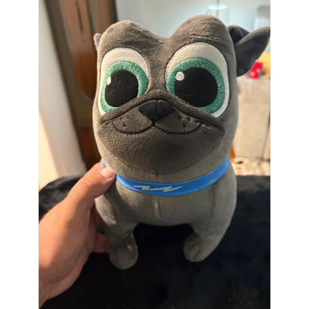 Disney Store Puppy Dog Pals Bingo Plush Grey Pug Dog Blue Collar Disney Junior